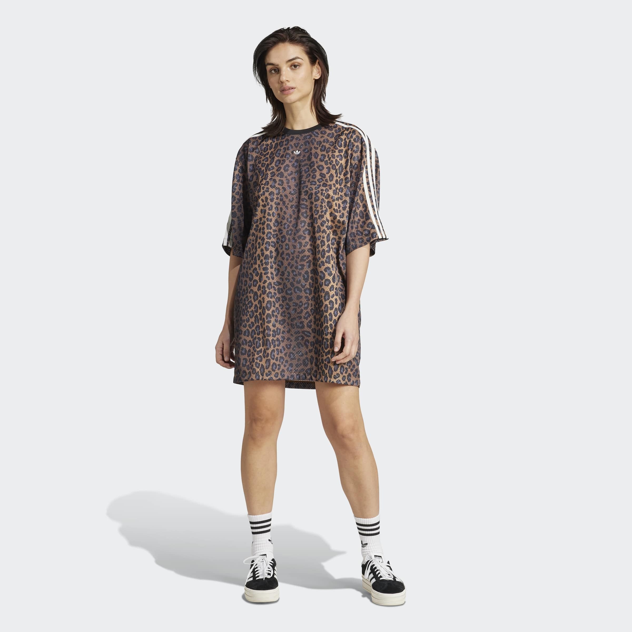 adidas Originals Shirtkleid »TEE DRESS« 1 Stk. tlg. Leoprint Shirtkleid, Dreiviertelarm, weite Passform