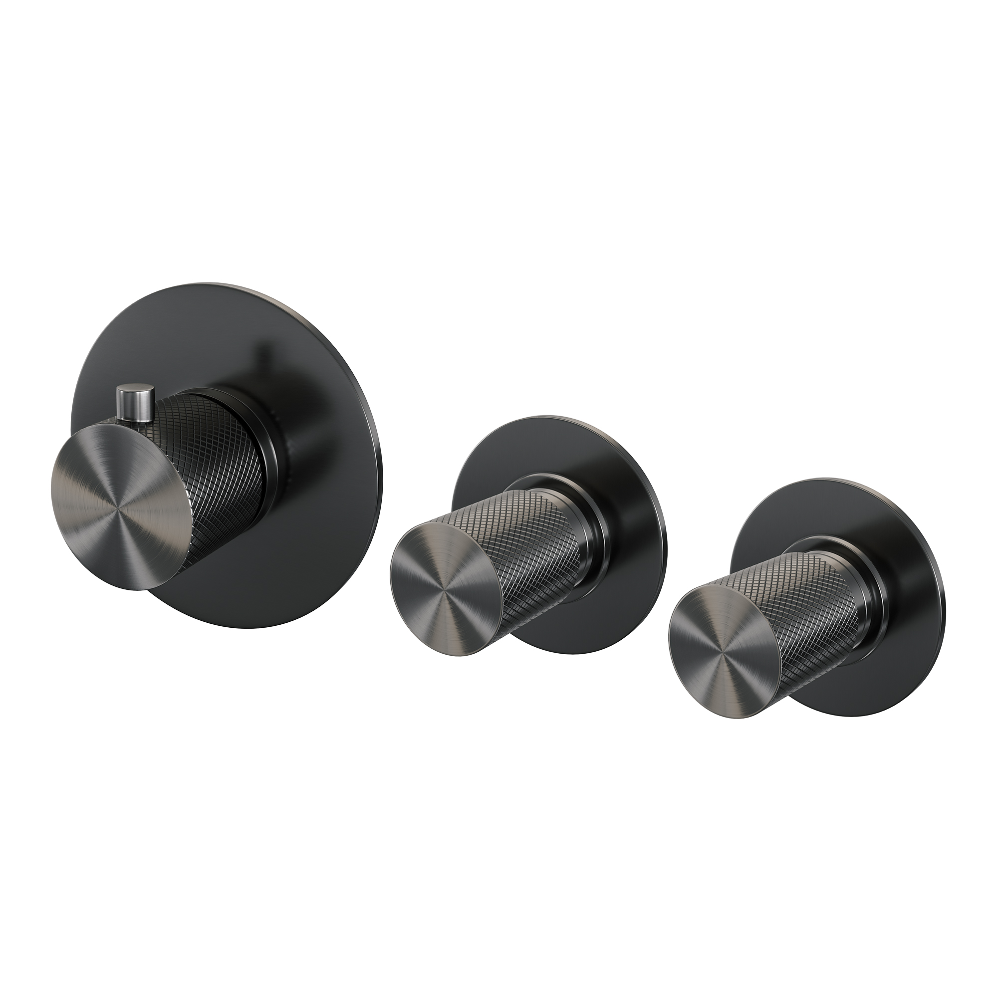 Brauer Gunmetal Carving inbouw badkraan met staafhanddouche gunmetal geborsteld PVD