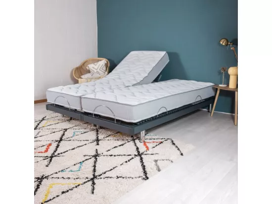 Matelas et sommier 2x80x200 Mousse - S50 - Soutien medium - Fabriqué en France