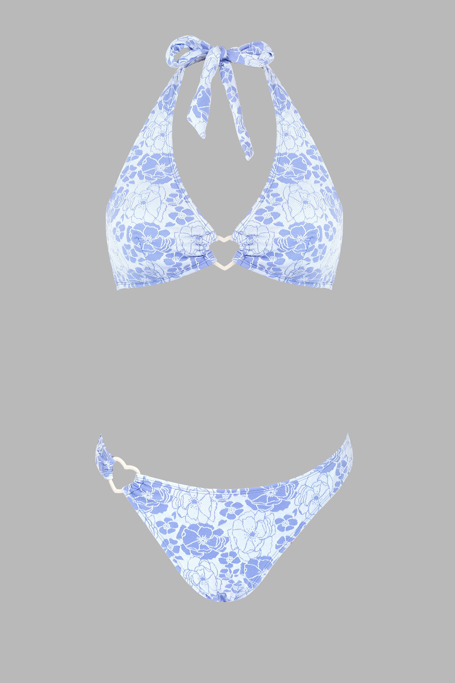 Bikini effronté en jacquard avec anneau en cœur et col licou