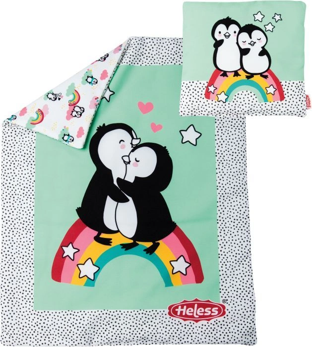 Wende-Puppenbettwäsche PINGUIN PÜNKTCHEN 2-teilig