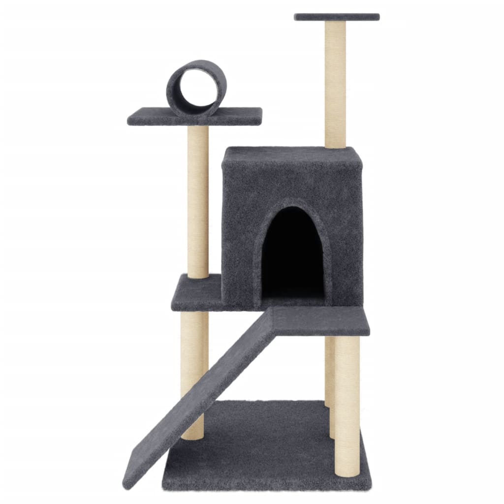 Arranhador para gatos vidaXL com hastes de sisal cinza escuro, 110,5 cm