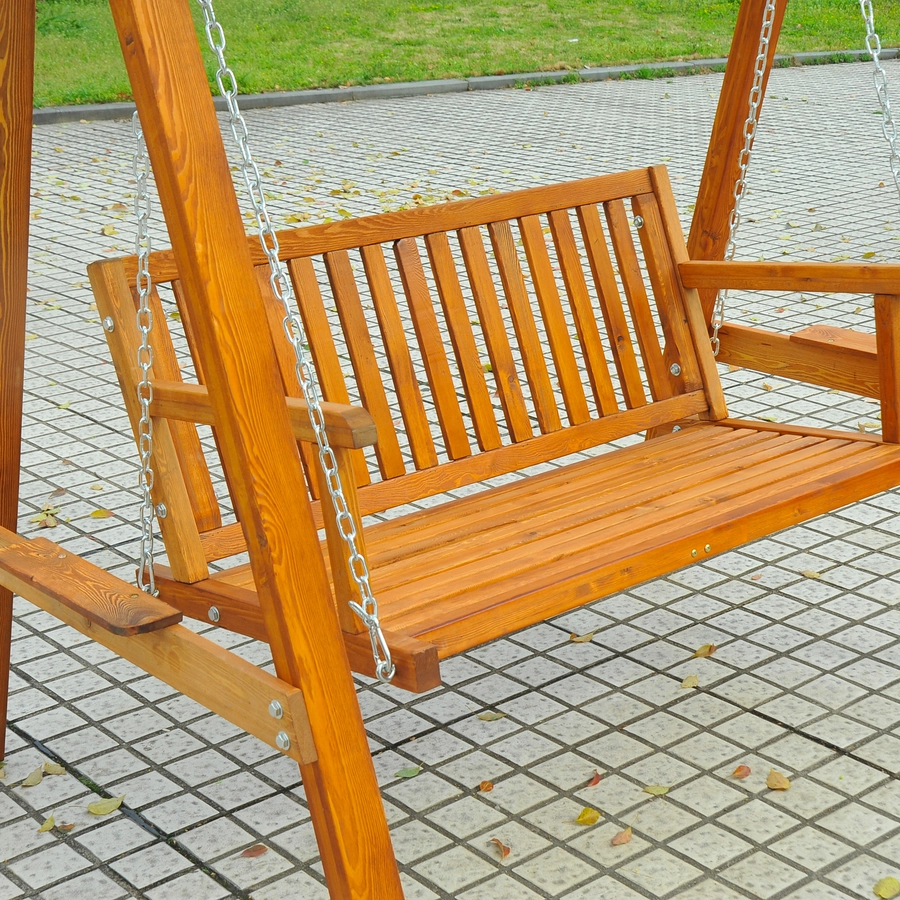 Outsunny Hollywoodschaukel als 2-Sitzer cremeweiß, natur