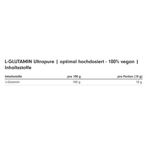 ProFuel - L-Glutamin Ultrapure Pulver - 10g reines L-Glutamin pro Portion - Made in Germany & vegan
