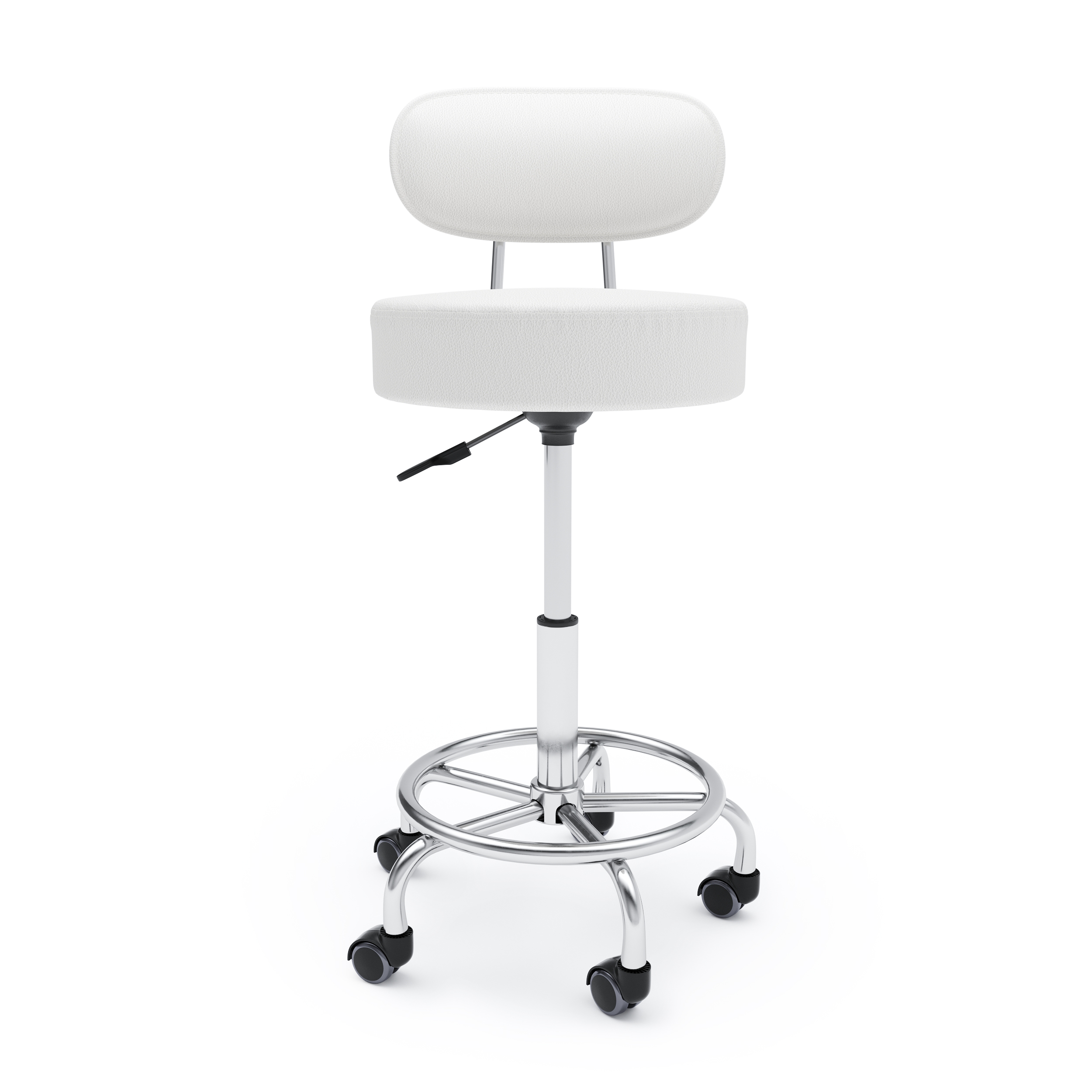 Rollhocker mit Rückenlehne SANDY weiss
