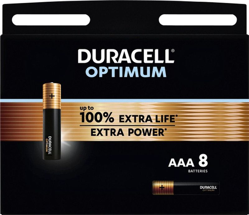 Duracell - Optimum - AAA Batterijen - 8 Stuks - Alkaline met Extra Levensduur