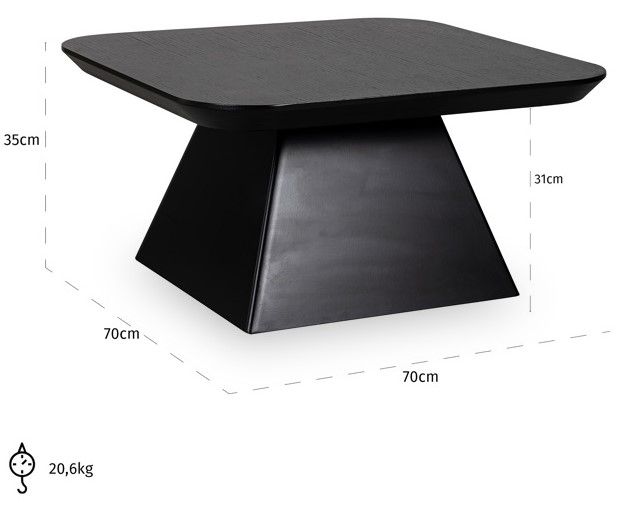 Salontafel 8816 Zwart Bonvoy B70 x D70 x H35 cm