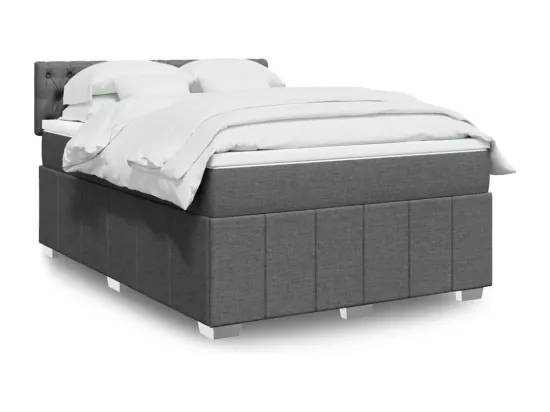 Sommier à lattes de lit avec matelas Gris foncé 140x190cm Tissu