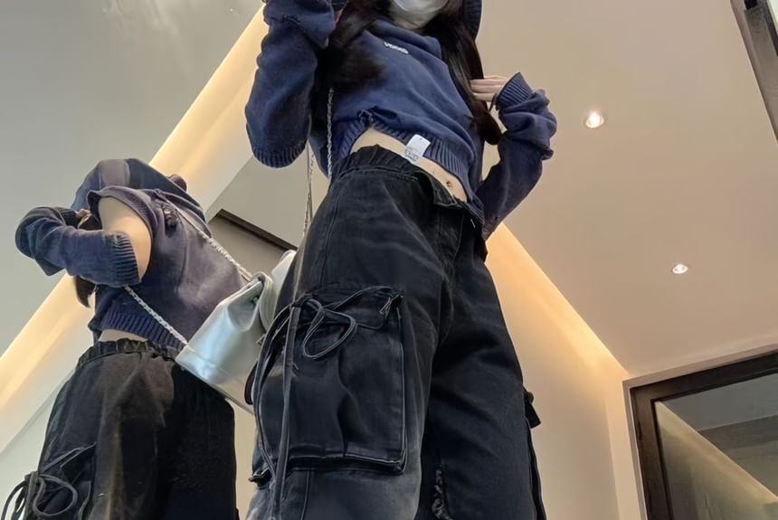 Jerolenea - Losse cargojeans met lage taille en franjes
