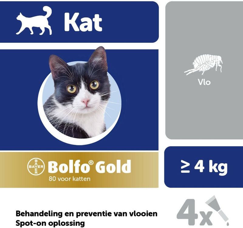 Bolfo - Gold - Anti Vlooiendruppels - 4 pipetten - Voor Katten Vanaf 4 kg