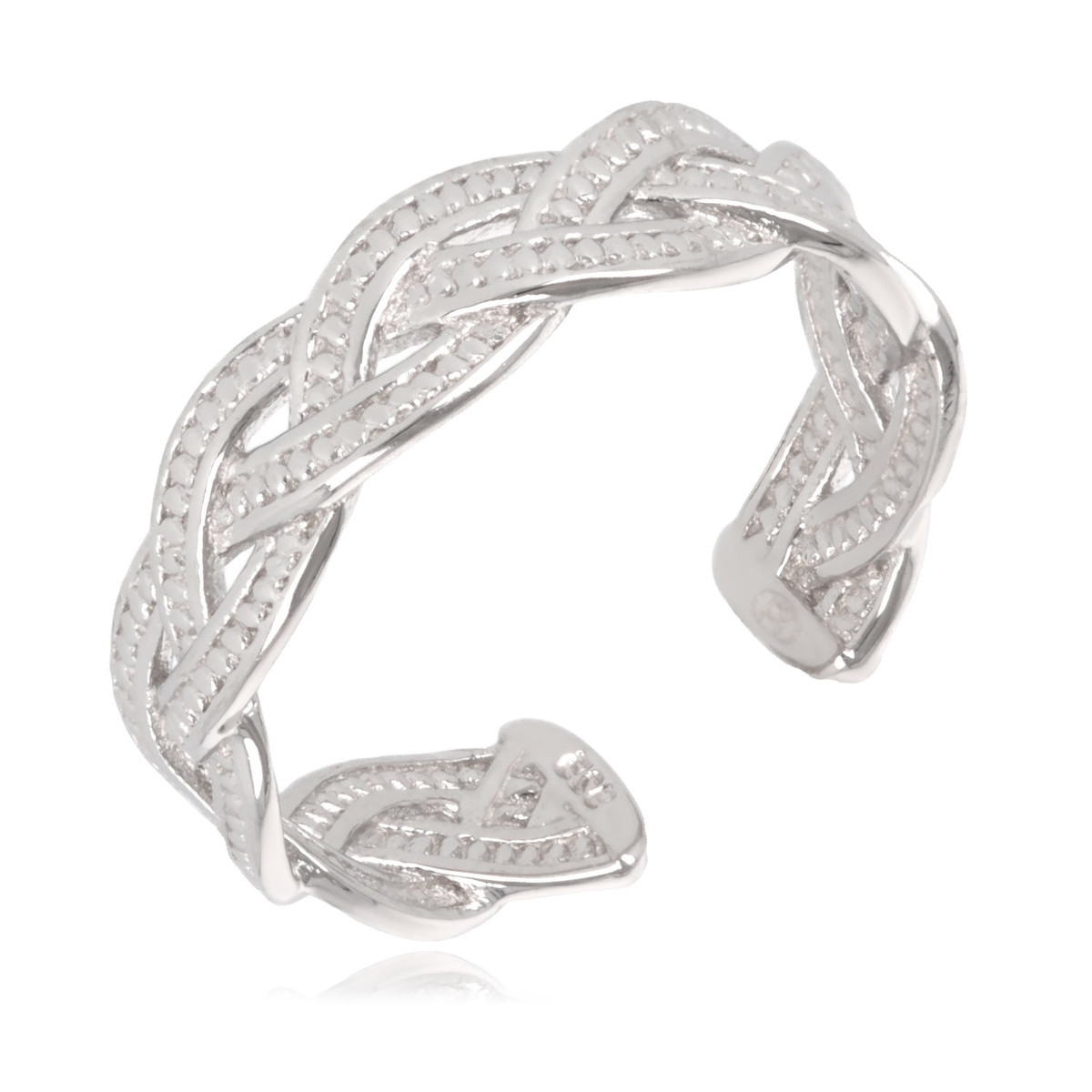 Bague argent rhodié tressée ouverte