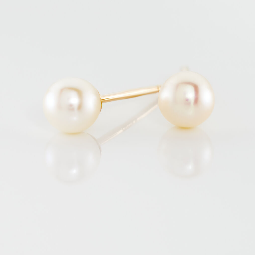 Boucles D'oreilles Puces Suki Rondes Nacres Or Jaune Perle De Culture