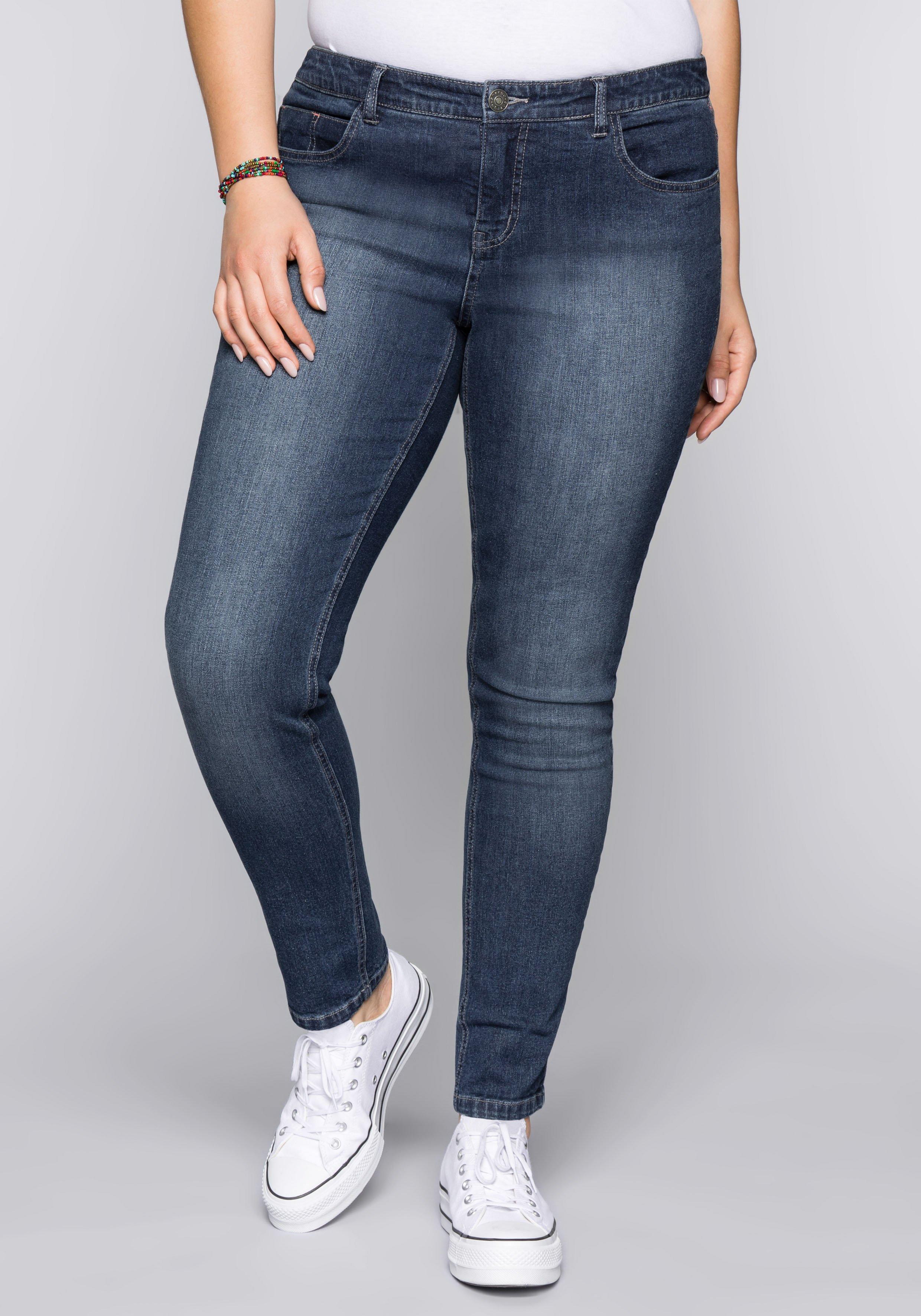 Schmale Stretch-Jeans mit Waschung