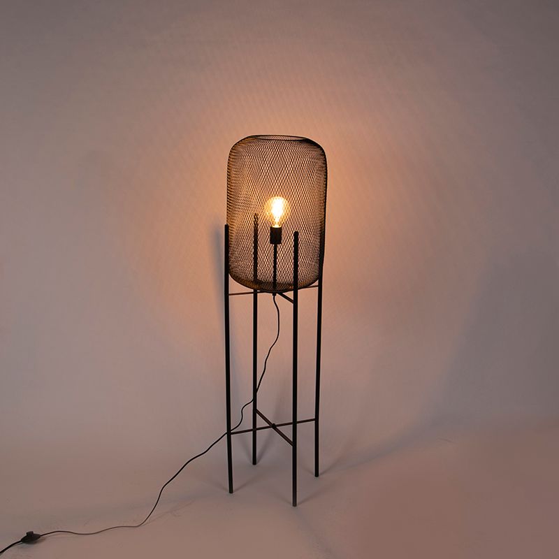 Moderne vloerlamp zwart 135cm - Bliss Mesh