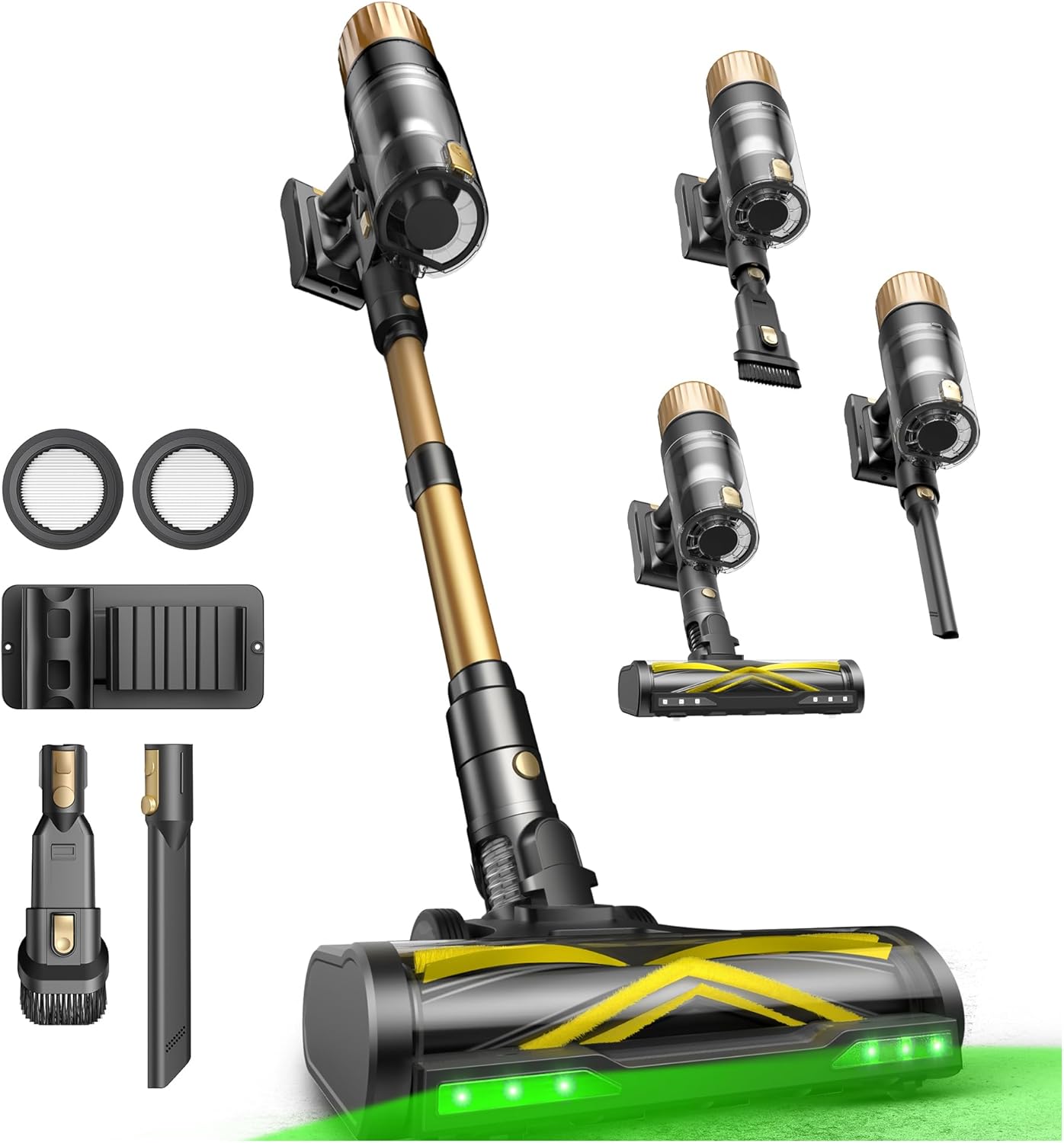 Ultenic Akku Staubsauger, 50000Pa/ 65Min, Staubsauger Kabellos mit GreenEye Technologie, Teleskoprohr& Freistehend, 6-stufige Filtration, Anti-Verhedderungs-Bürste, for Tierhaare/Teppiche/Hartböden