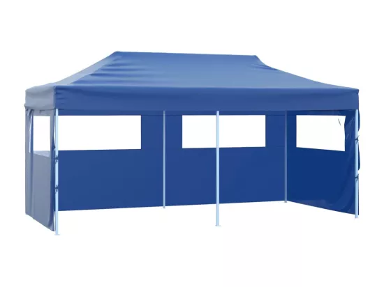 Tente de réception pliable avec 4 parois 3x6 m Acier Bleu