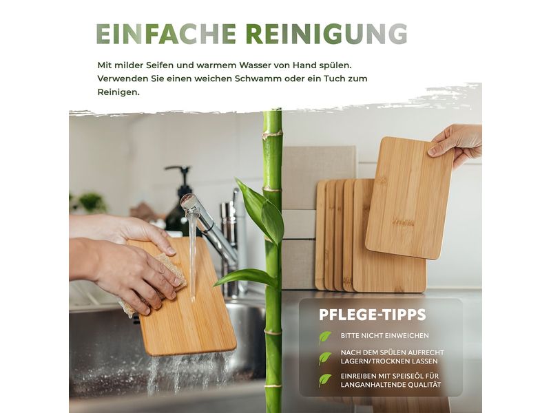 Exitoso Schneidebretter aus Bambus 14 cm  x 22 cm Praktisches 6er Set