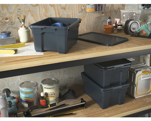 Kunststof box DIRK XS 12 l antraciet 255x170x370 mm met deksel set van 3