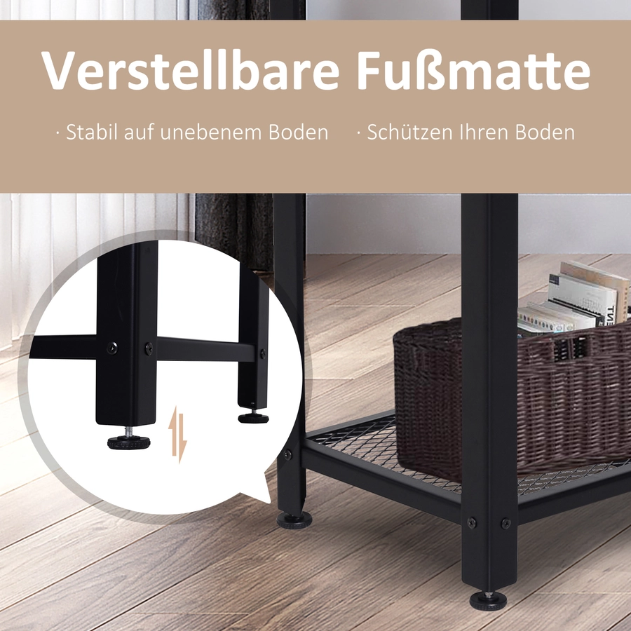 HOMCOM Konsolentisch mit Gitterablage braun, schwarz