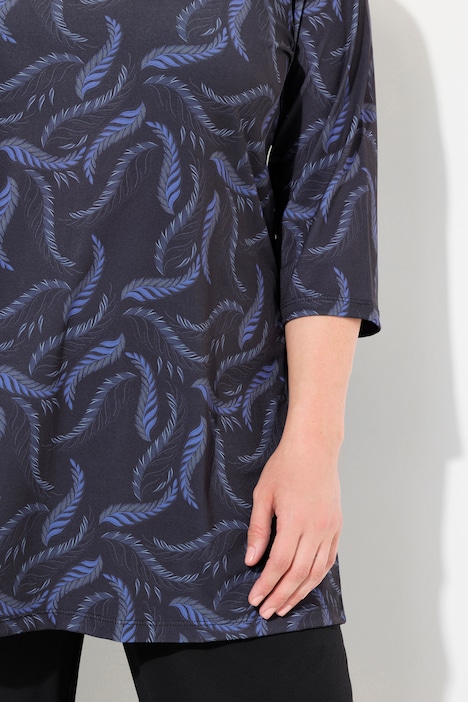 Longshirt, A-Linie, Muster, V-Ausschnitt
