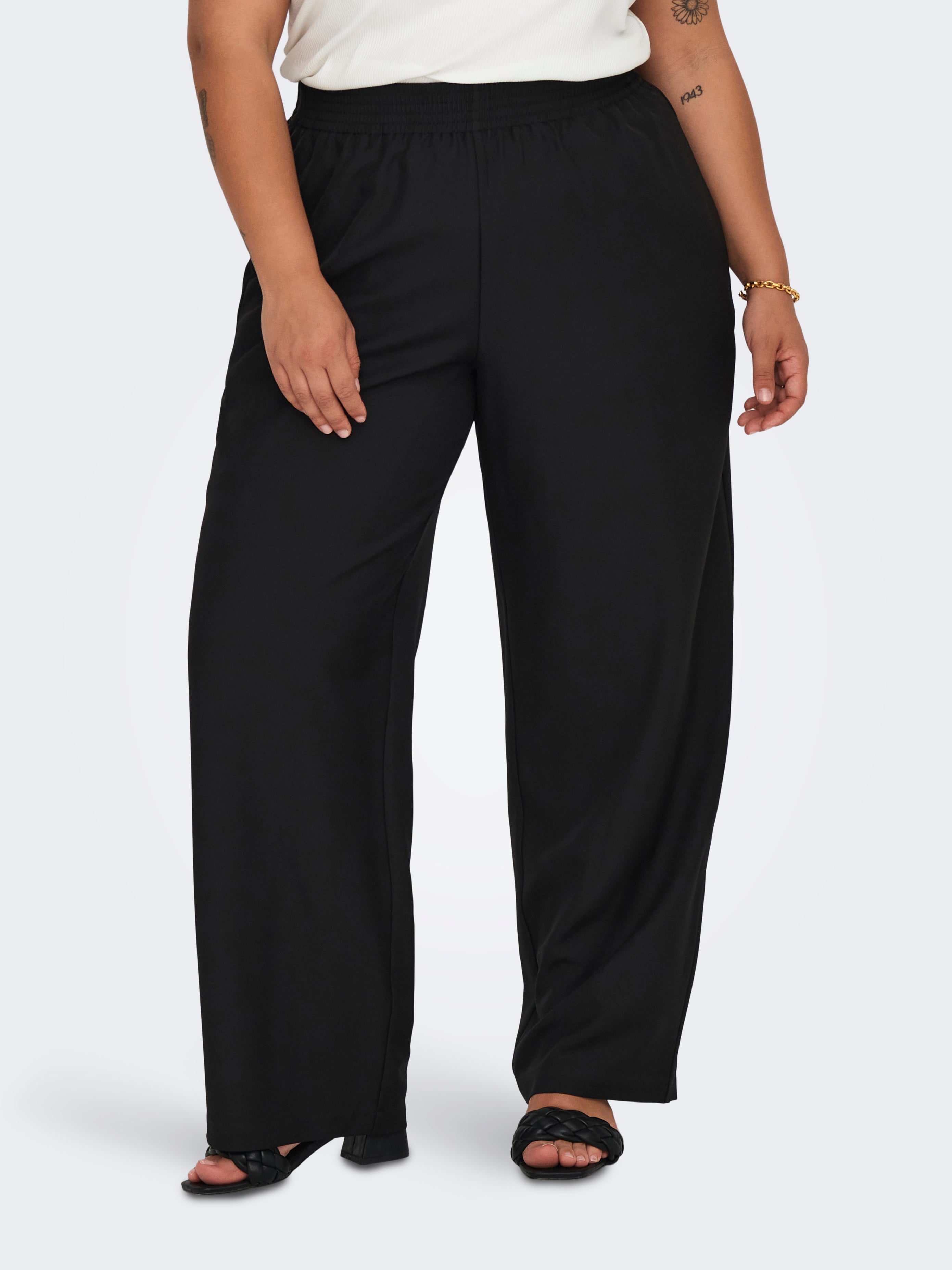 CARNEWTHEA Mittlere Taille Locker geschnitten Hose Black