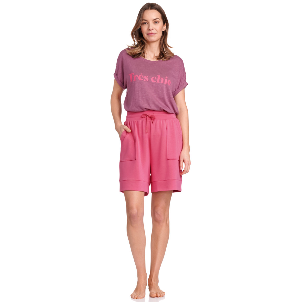 Gina Benotti Damen T-Shirt mit Print himbeer