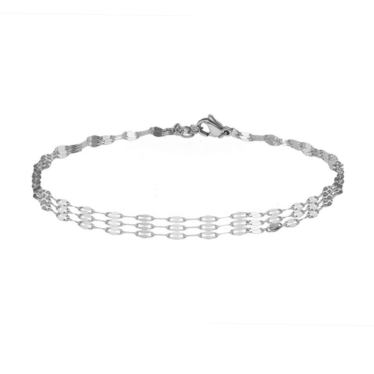 Sixty Stones - 60 - Chaîne De Cheville Triples Chaines Argenté - 25 X 0,4 Cm-