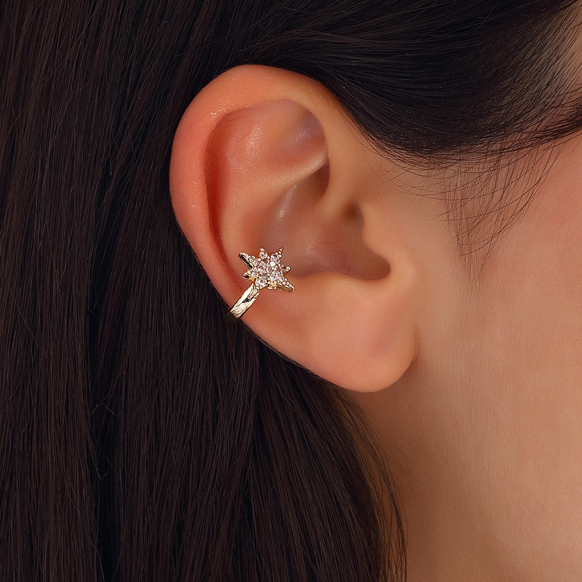 Earcuff - Laiton plaqué or & zirconium