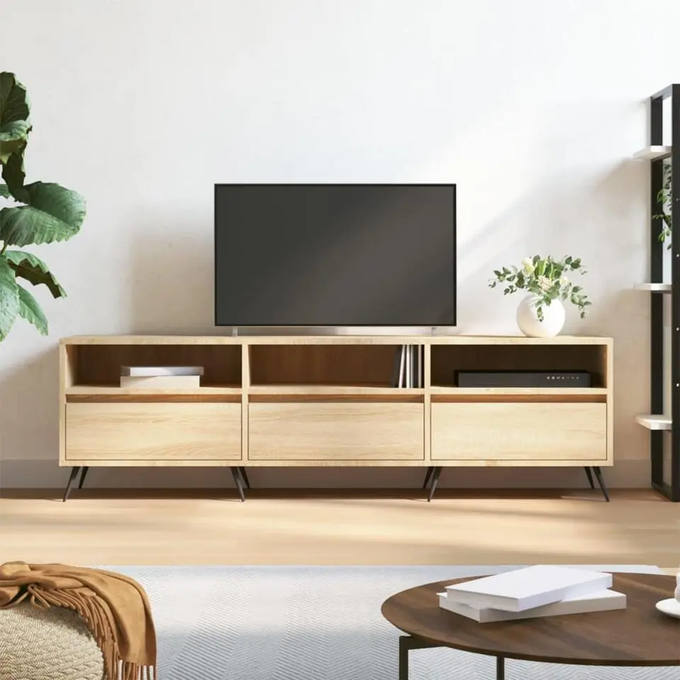 vidaXL - TV-meubel met 3 deuren en 3 vakken - Sonoma eiken - 150x30x44.5 cm