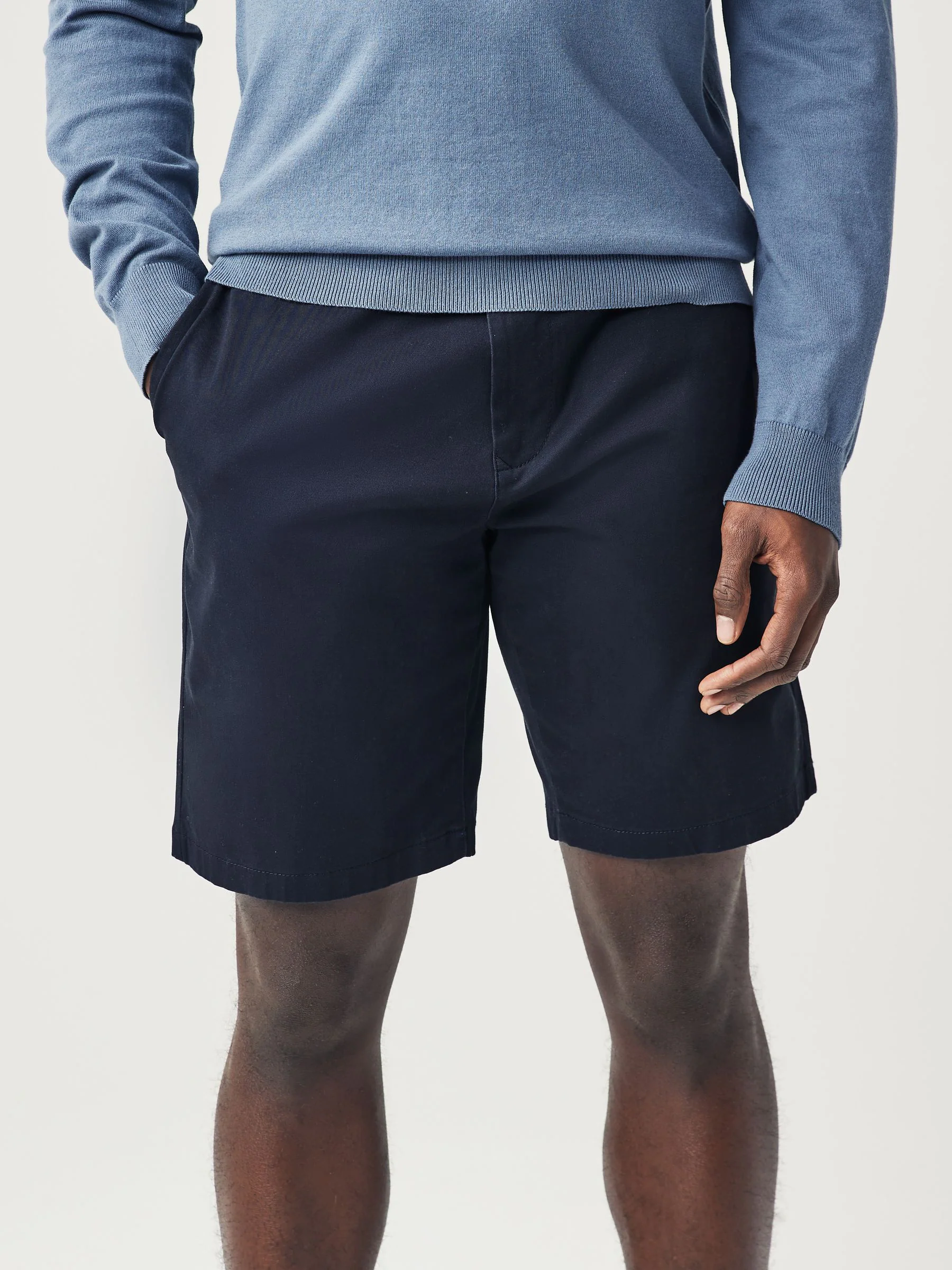 Marineblauw/antraciet - Straight fit - Set van 2 chinoshorts met stretch