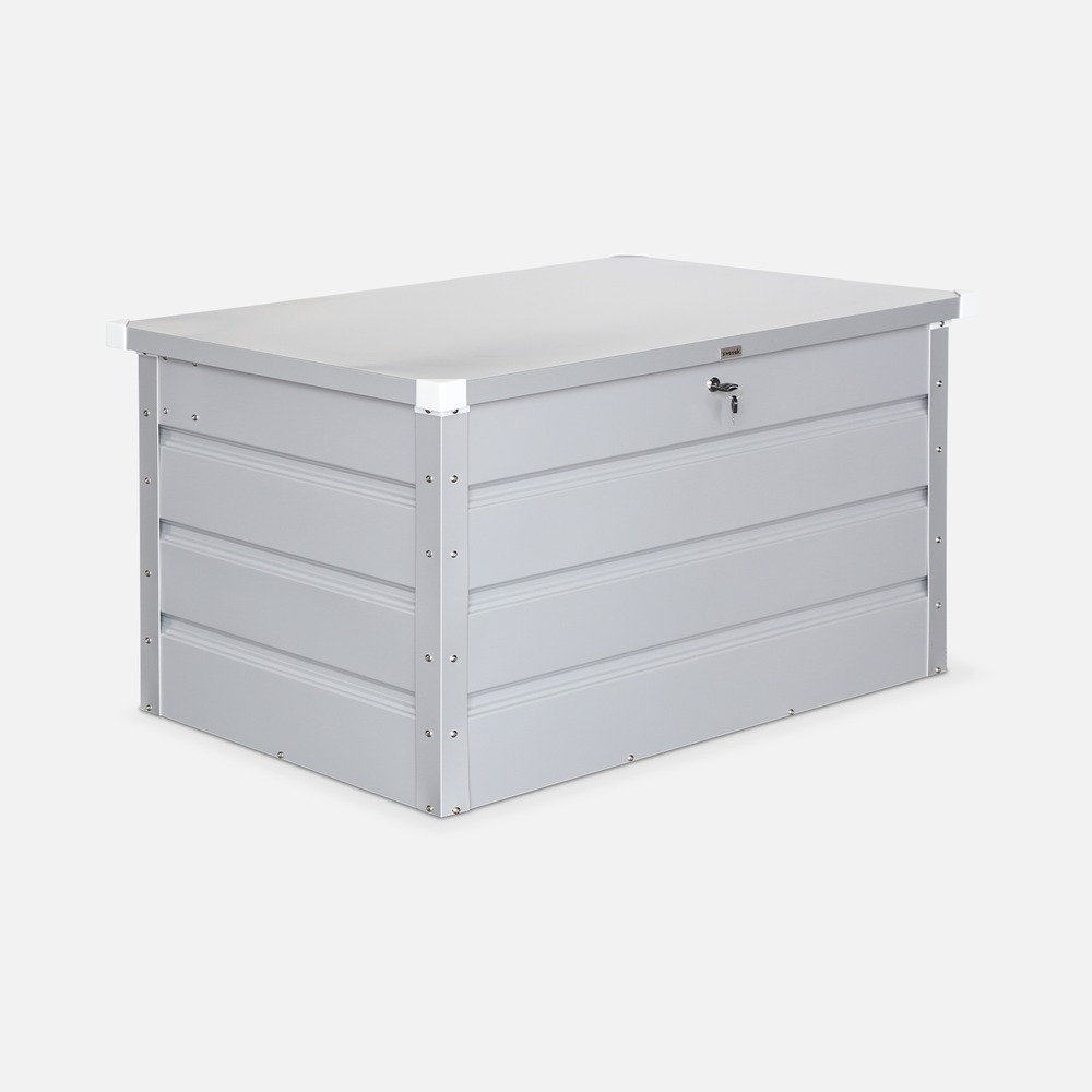 Coffre de jardin en métal -dallas - 285l gris aluminiun