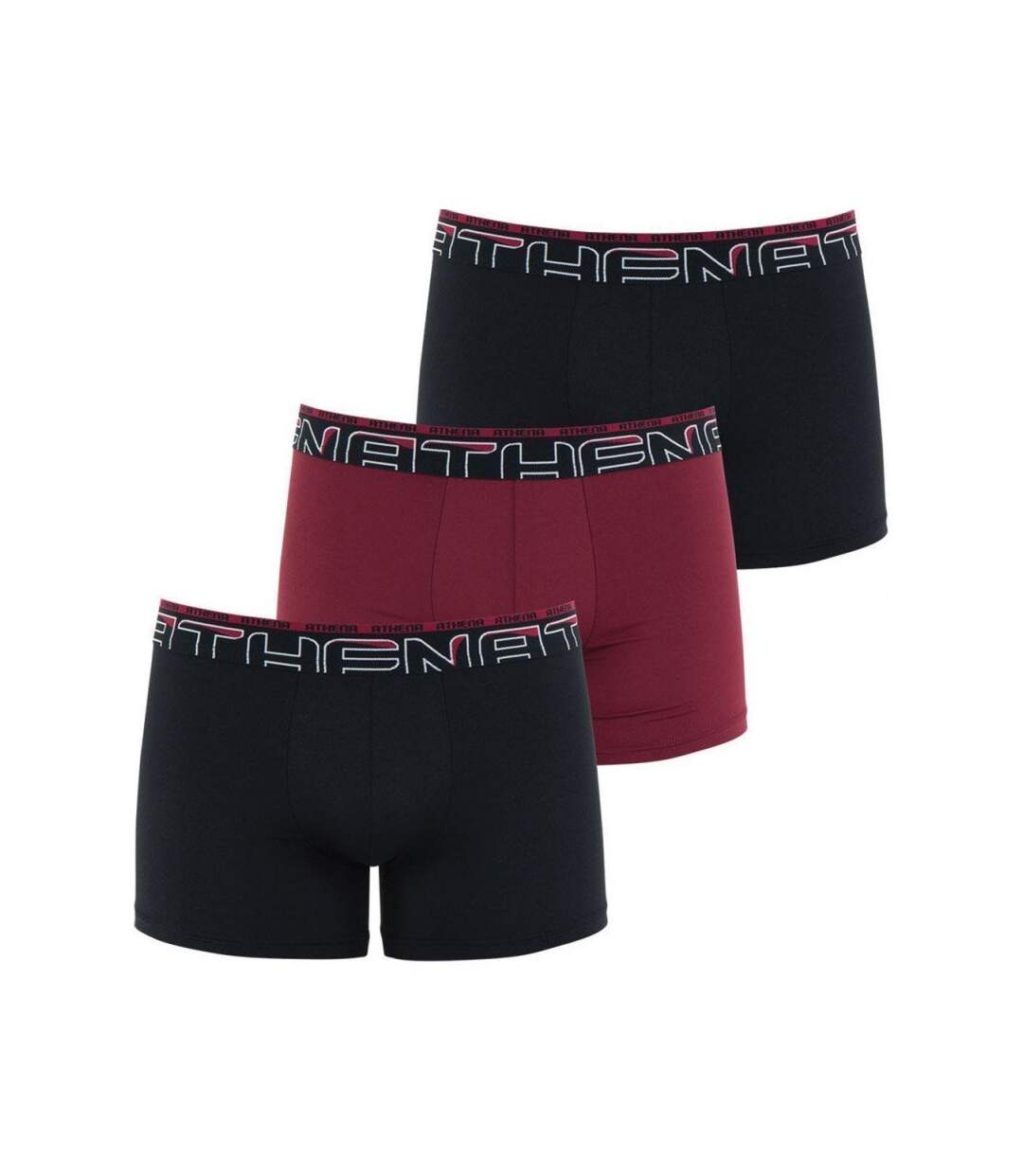 ATHENA Lot de 3 Boxers Homme Microfibre SECONDEPEAU Noir Rouge Noir