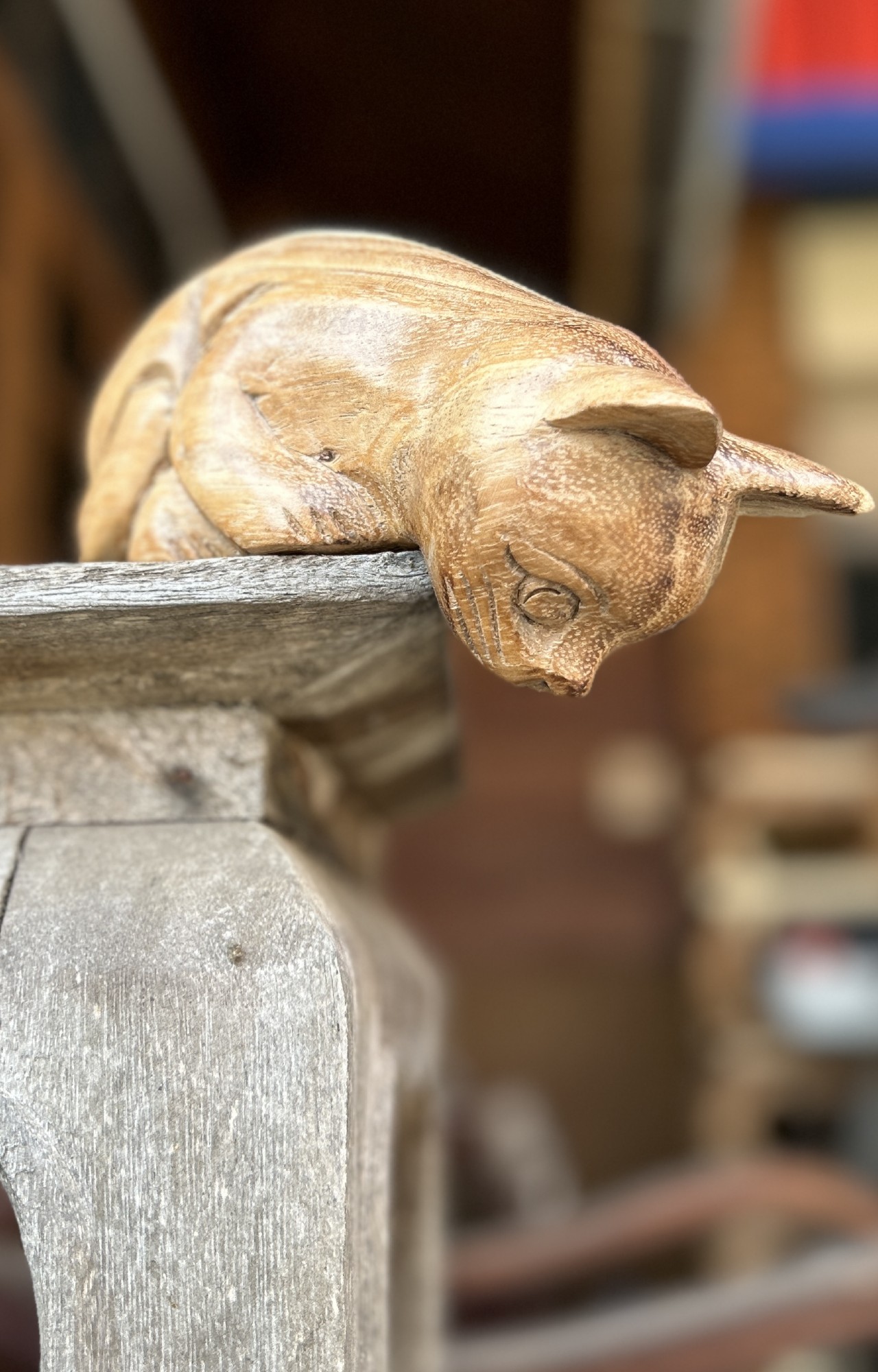 Holz-Figur 'Katze', natur, B 8 cm, L 19 cm, H 9 cm von fischer's lagerhaus