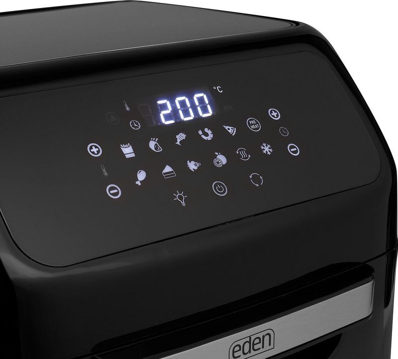 Eden ED-7017 Airfryer Oven - 10 programma's - Inhoud: 12 liter – Inclusief gratis roterende mand en rotisserievork - Heteluchtfriteuse en oven in één - Zwart
