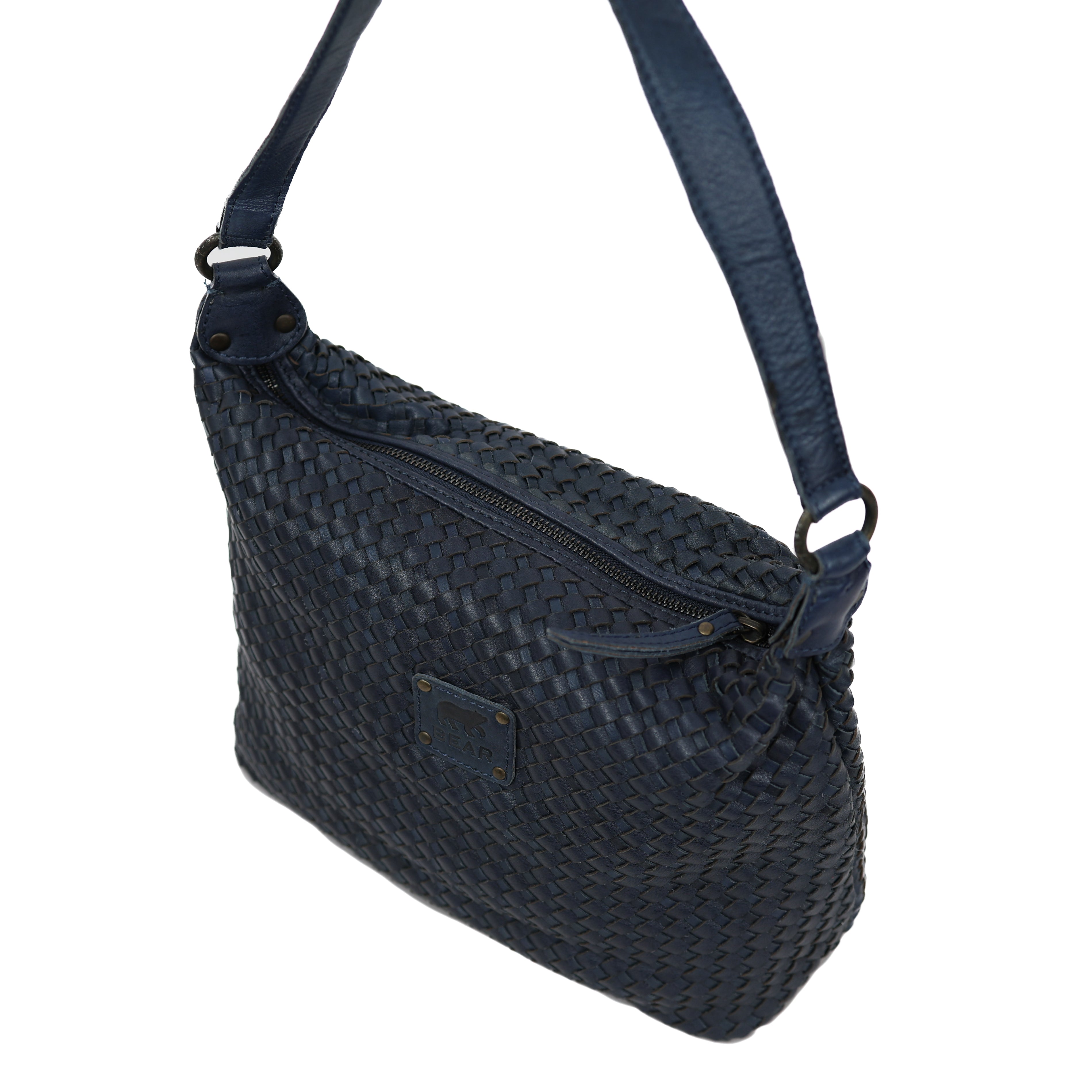 Gevlochten buideltas 'Marlène' navy Navy