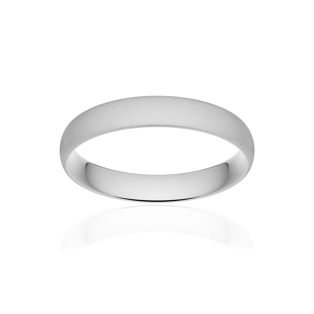 Alliance platine 950 sablé demi-jonc confort 4 mm