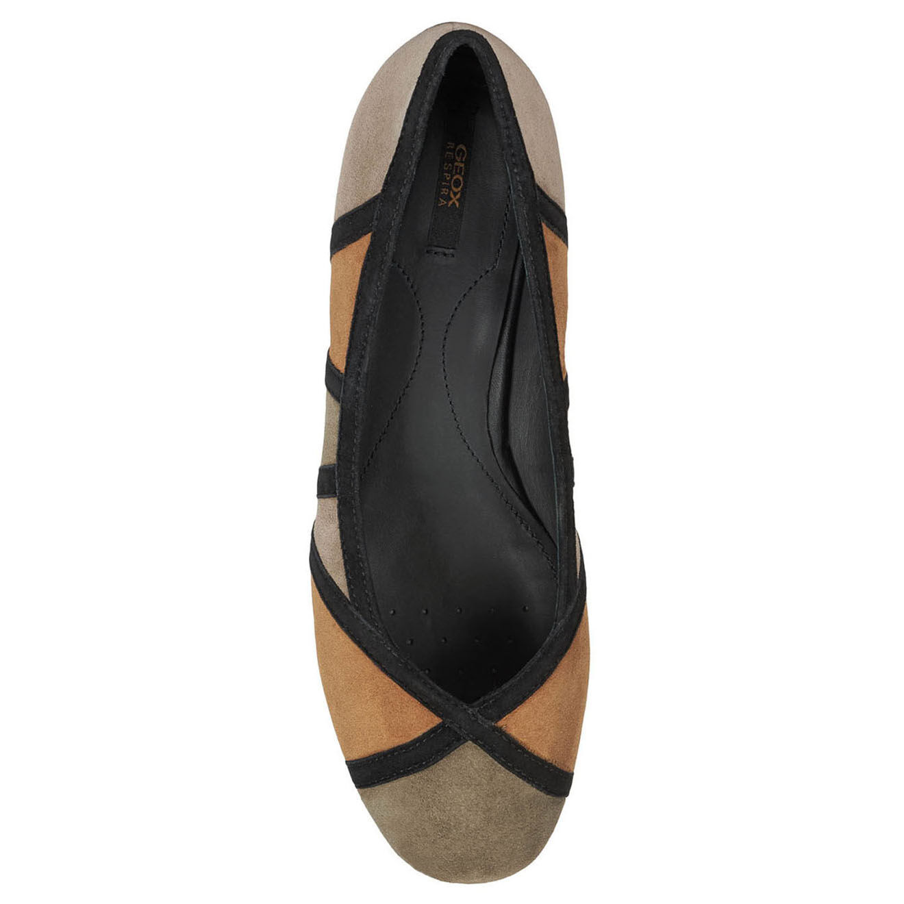 Geox Ballerines en Velours de Cuir Wistrey olive/cognac