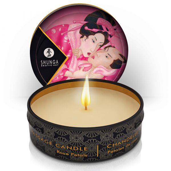 Shunga Vela Massagem Afrodisíaca Pétalas de Rosa 30ml