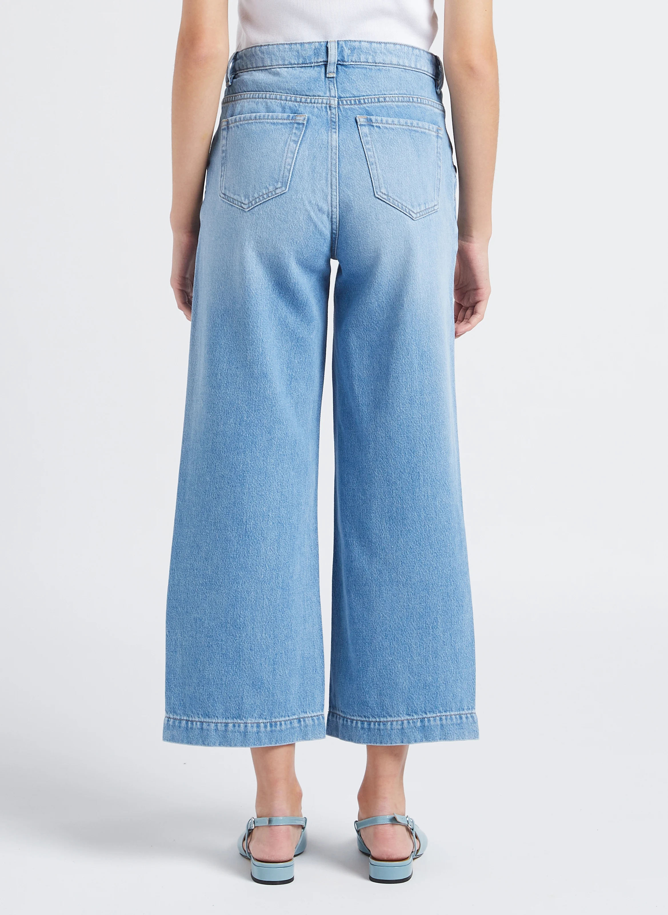 MOSS - Jean droit taille haute en coton mélangé | Jean Délavé