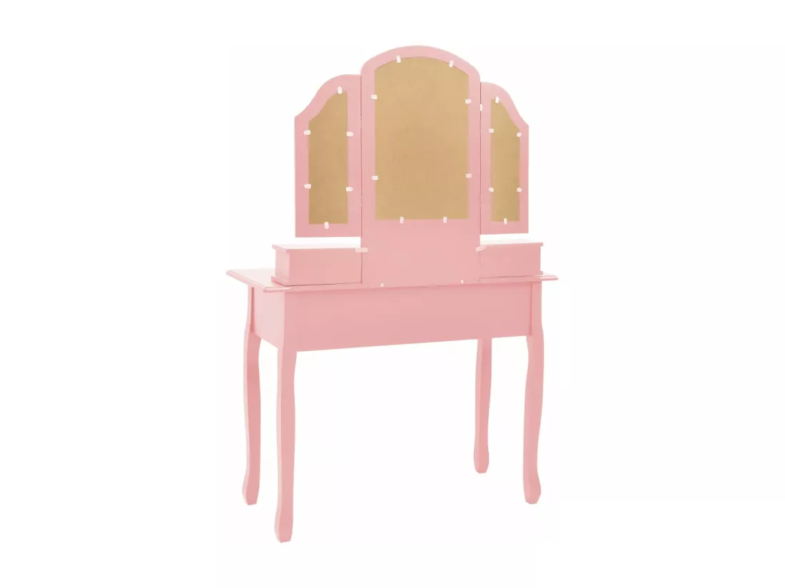 Ensemble de coiffeuse et tabouret Rose 100x40x146 cm Paulownia