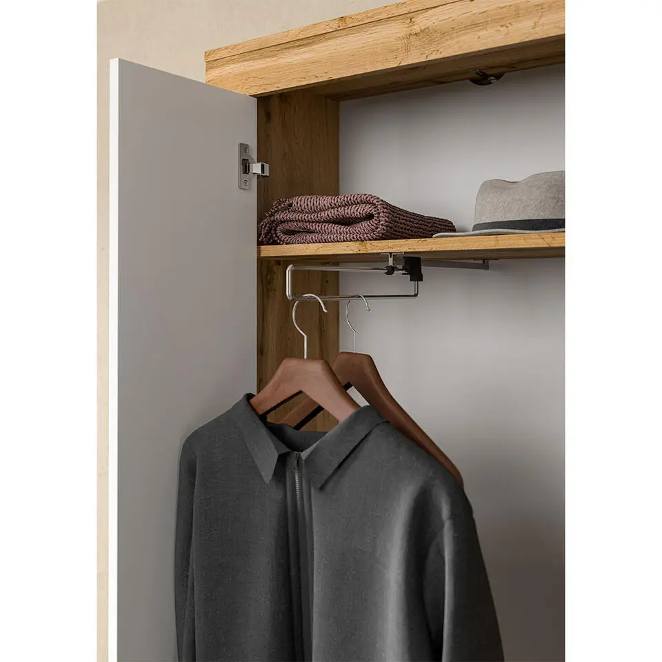 Hioshop Jam kledingkast 2 deuren wit- eik decor