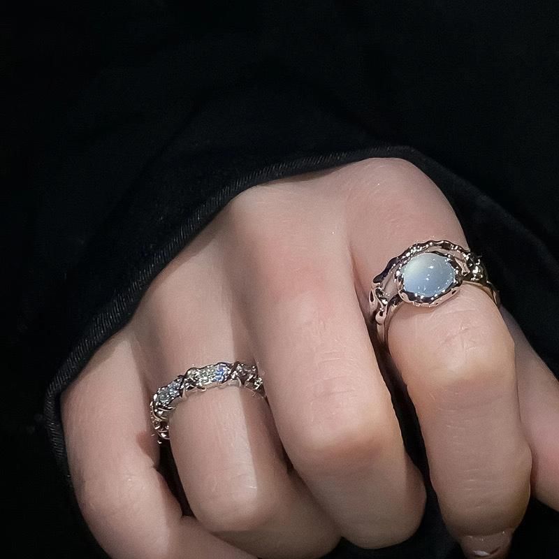 Lilafey - Set van 3: Maansteen / Strass / Legering Open Ring (Diverse Ontwerpen)
