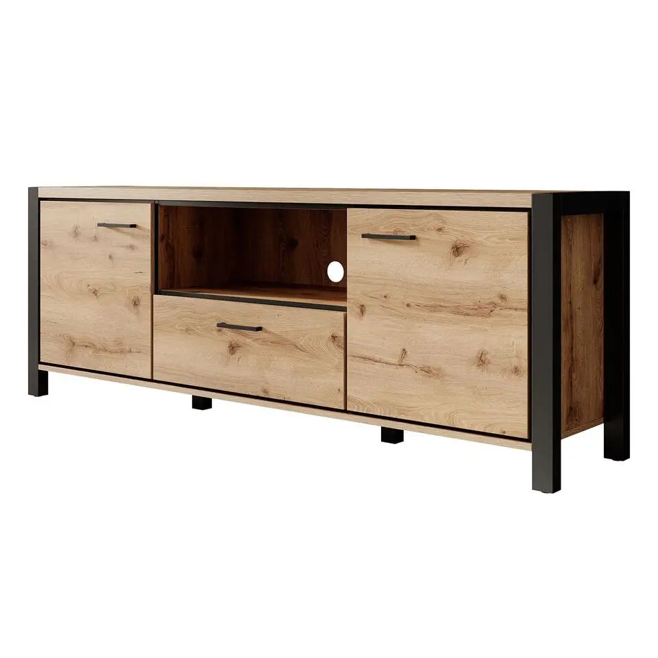Meubella - TV-Meubel Acapulco - Eiken - Zwart - 180 cm