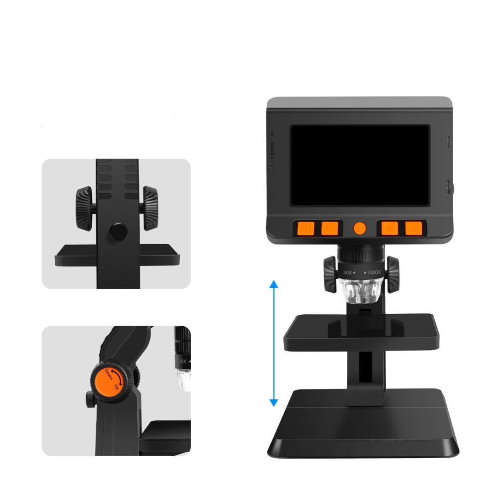 2MP Digital Mikroskop (50x-1000x) mit 8-LED's und 4.3