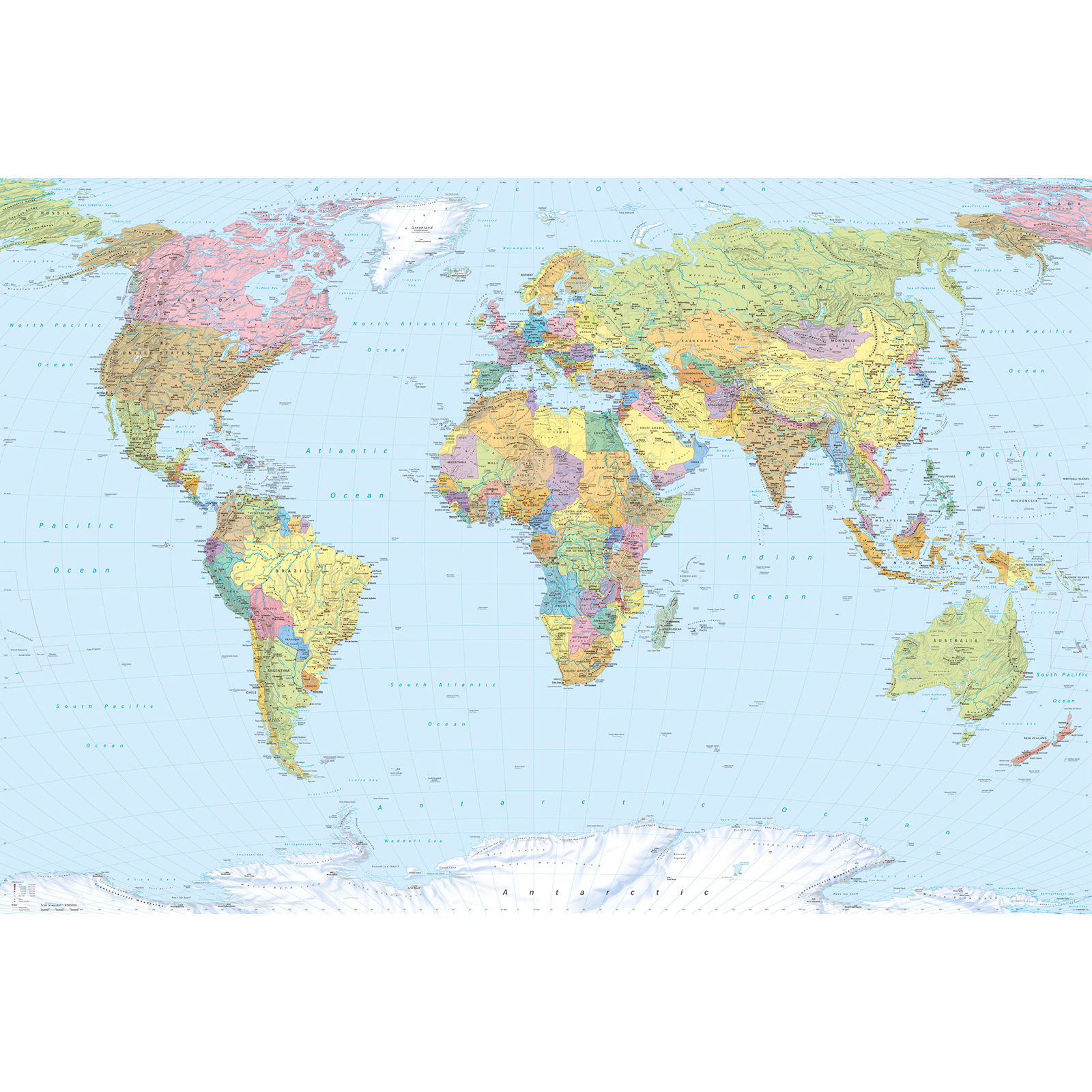 Vlies-Fototapete WORLD MAP - bunt - 368x248 cm