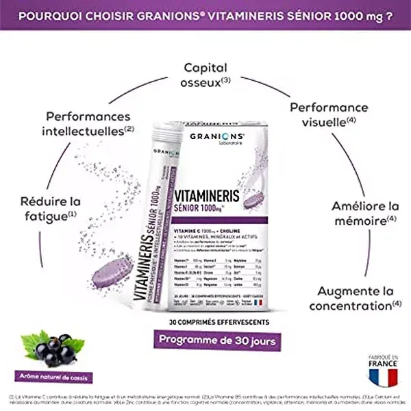 Granions Vitamineris Senior 1000mg + Vitamina C, Colina - 30 comprimidos