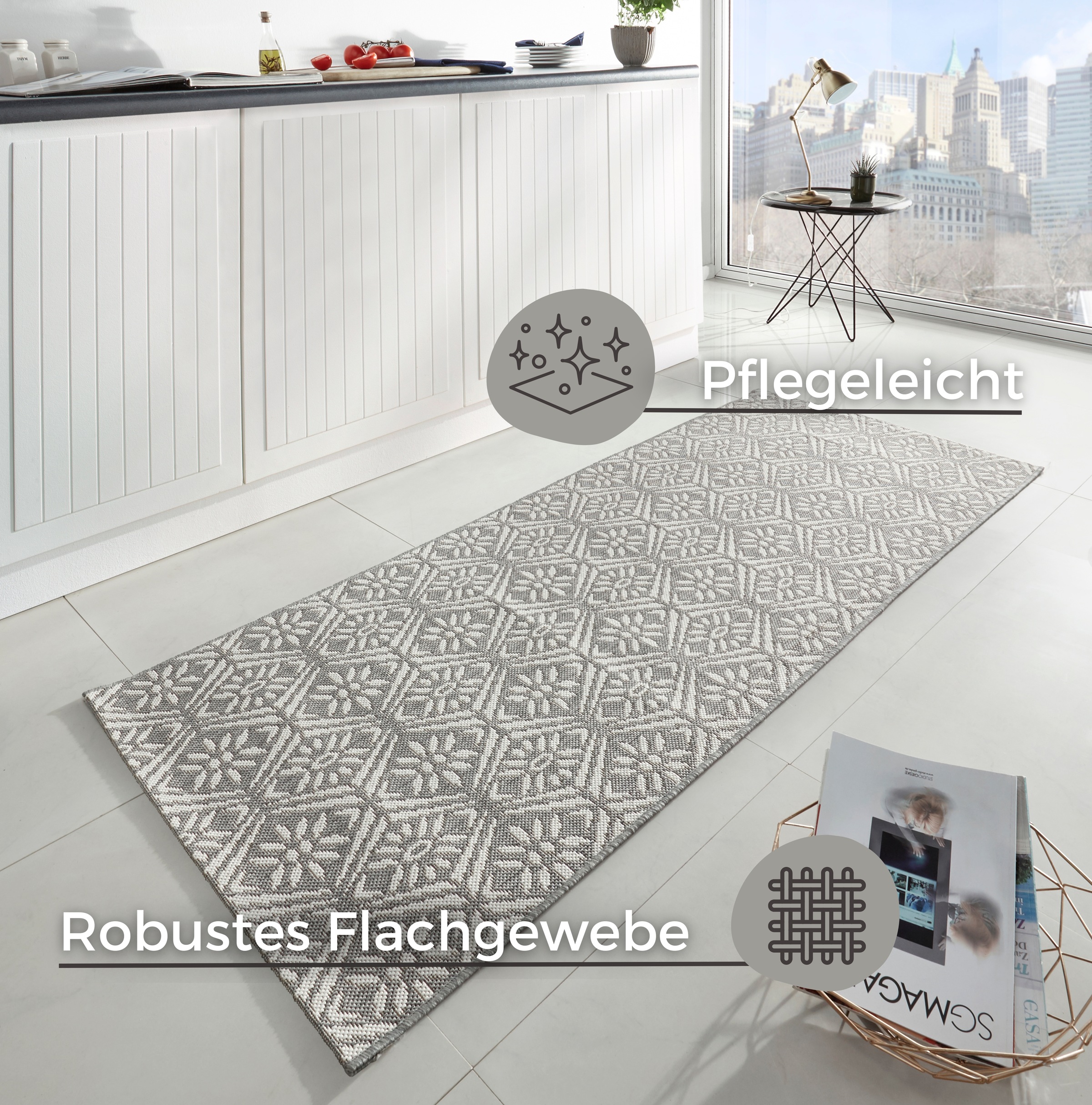 HANSE Home Läufer »Creation« rechteckig 8 mm Höhe Teppichläufer, Küchenläufer, Teppich, Waschbar, Küche, Flur, Rauten