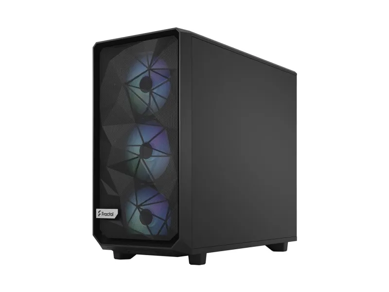 Fractal Design Meshify 2 Lite - Tower - udvidet ATX - sidepanel med vindue (hærdet glas) - ingen strømforsyning (ATX) - RGB-sort TG-lystone - USB/Lyd