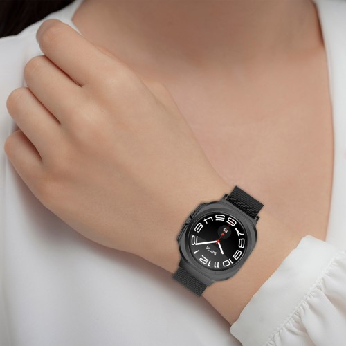 Samsung Galaxy Watch Ultra (47mm) Edelstahl Milanaise Armband mit Magnetverschluss (Gelenkumfang: 160-250mm) - Silber