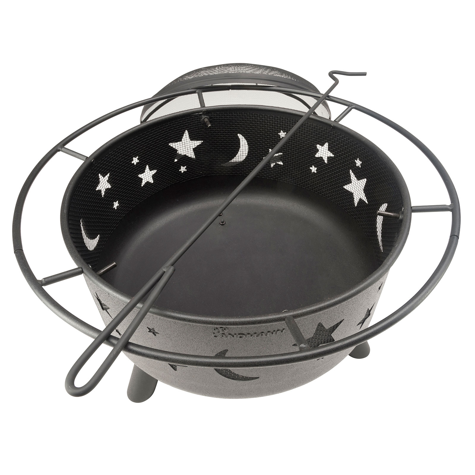 LANDMANN Feuerkorb - schwarz - Stahl - 75 cm
